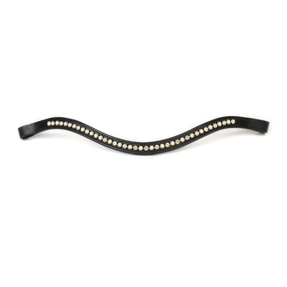 Black Leather Small Stone Browbands by Bridle2Fit